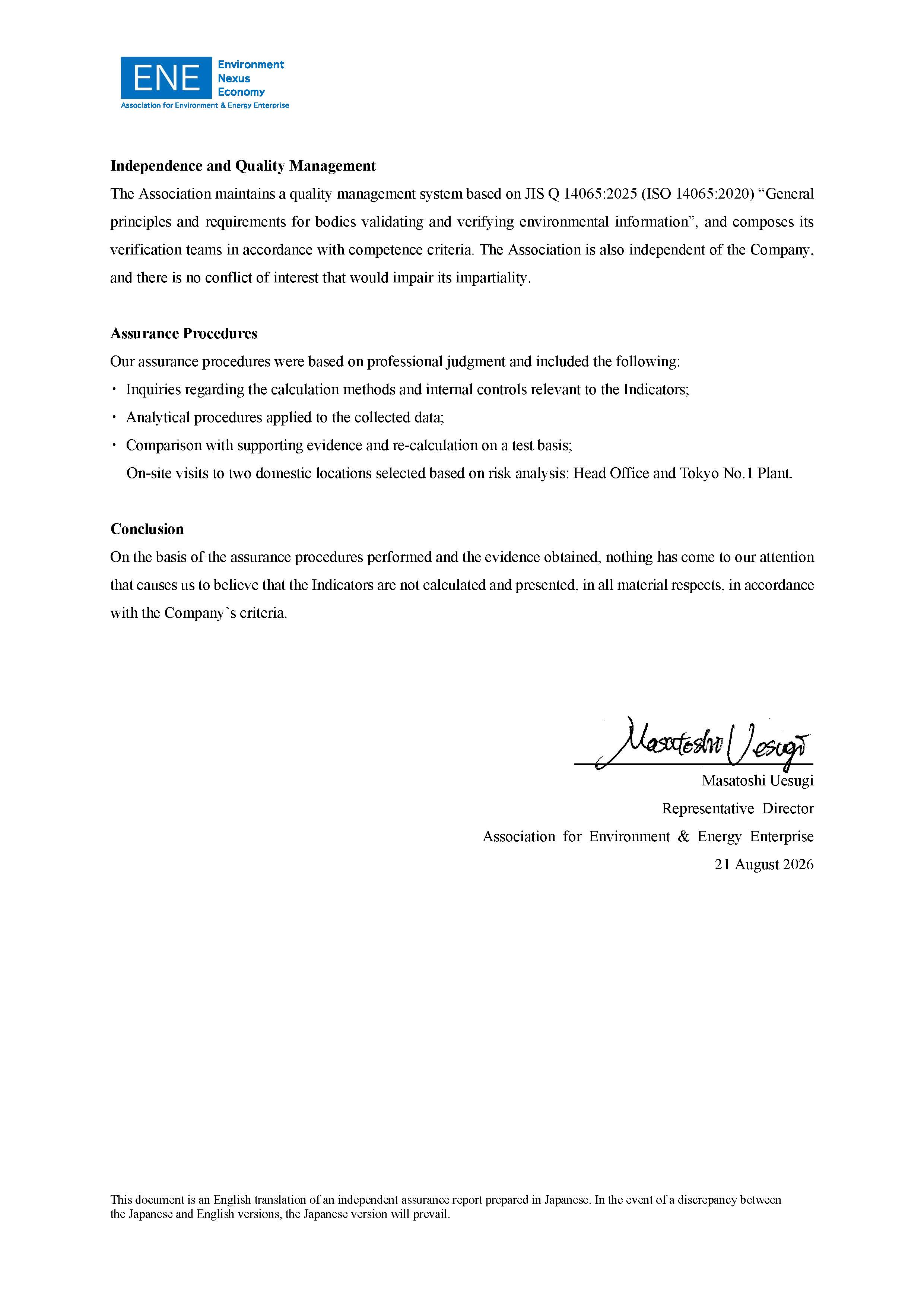 Independent Assurance Report