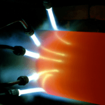 Powder flame spraying process